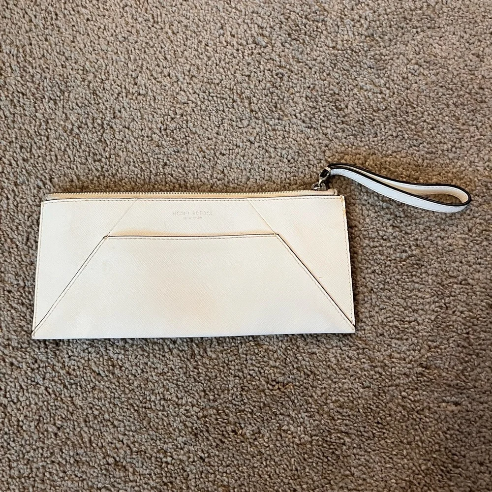 Henri Bendel white Saffiano Leather Clutch Wristlet